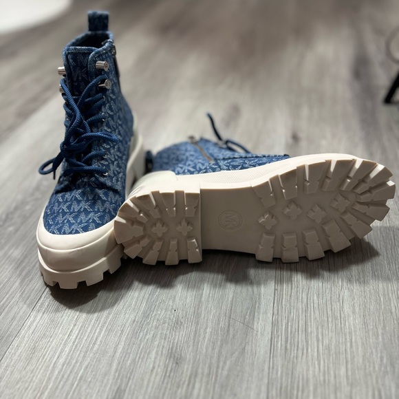 Michael Kors Payton Denim Jacquard Combat Boot ✨brand new✨No box - Picture 7 of 12